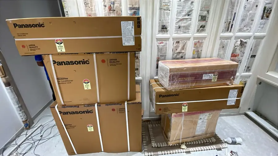 Genuine multi-brand HVAC equipment staged for supply