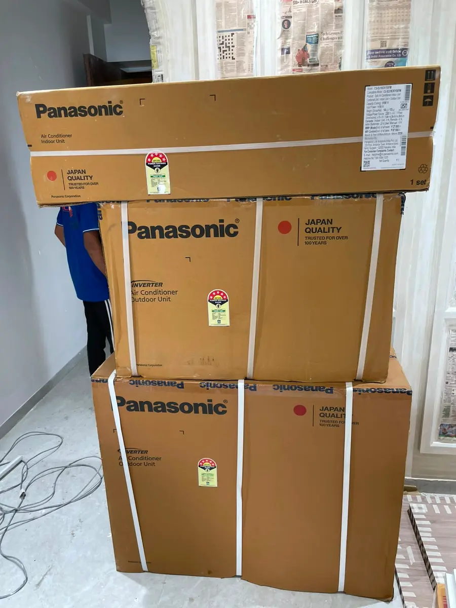 Ventilation equipment staged for a manufacturing plant installation